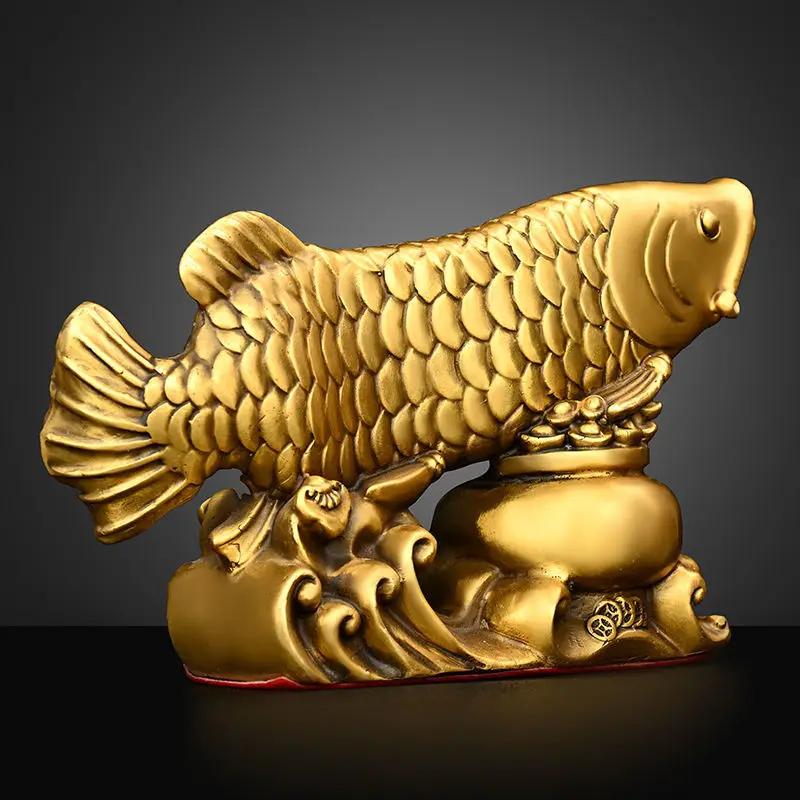 High Quality Copper Fish Ornaments Gold Dragon Home Living Room Office Decor