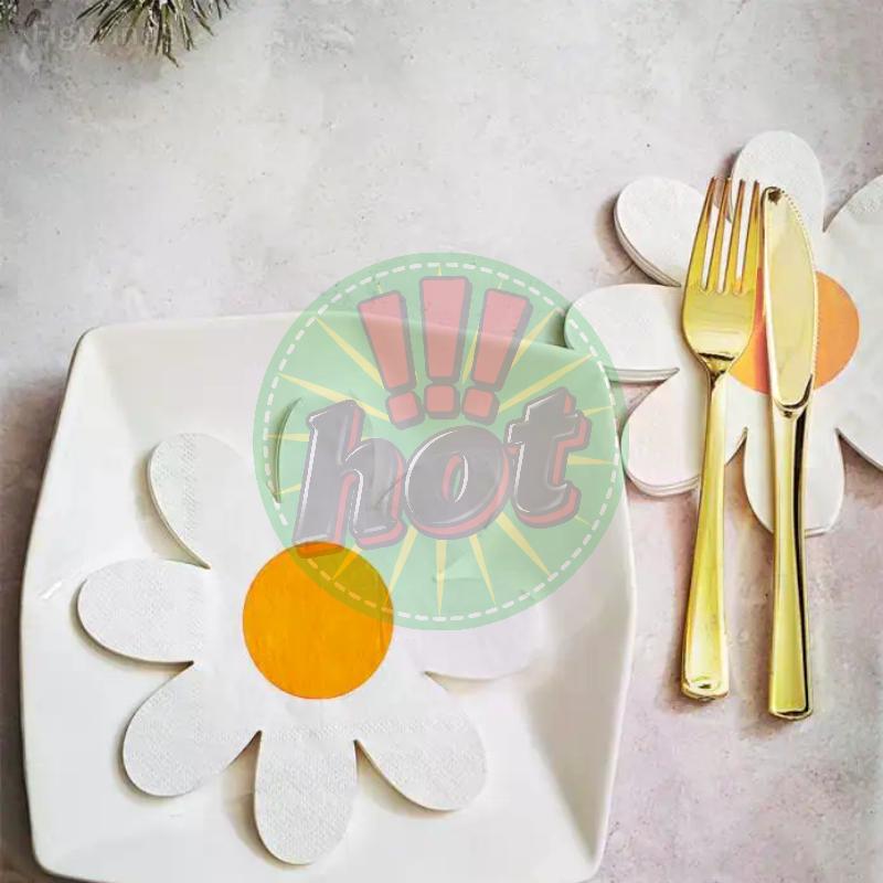 20Pcs White Flower Paper Napkins Party Disposable Tissues Towel Baby Shower Wedding Decoration