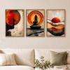 Livin'luxe Set of 3 Abstract Meditation Wall Paintings for Living Room Dining Bedroom Home Decor with Premium Wooden Color Synthetic Frame