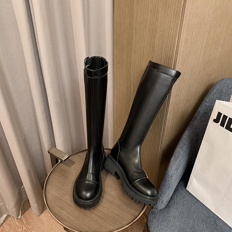 

Но женские ботфорты 2025 осень и зима новые универсальные коричневые ботинки на плоской подошве ботинки на толстой подошве высокие рыцарские сапоги 34 чёрный