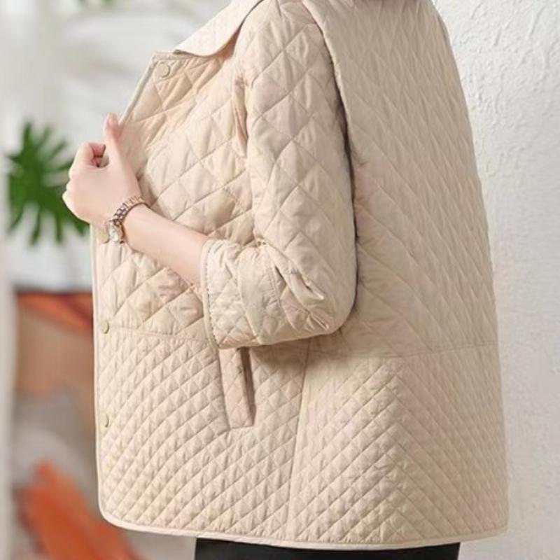 Lätt och Bärbar Kort Mammas Vinter Lös Bomullsvadderad Kappa Medelålders Mammas Ytterkläder Bomullsvadderad Jacka för Kvinnor