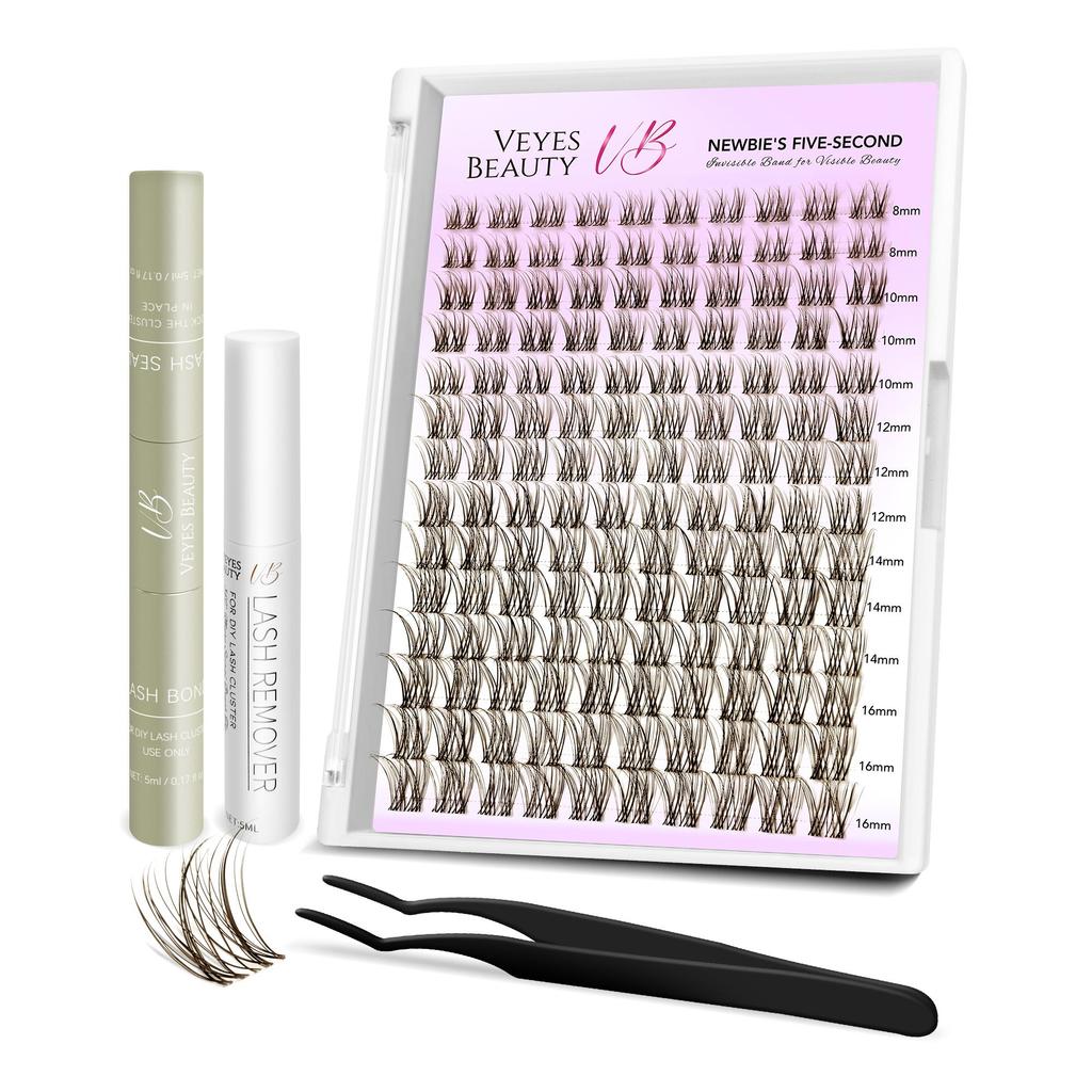 veyesbeauty Aliva Lash Clusters natürlich strahlender mühelos raffinierter Look Langlebig & Wiederverwendbar 140 Cluster 8-18mm