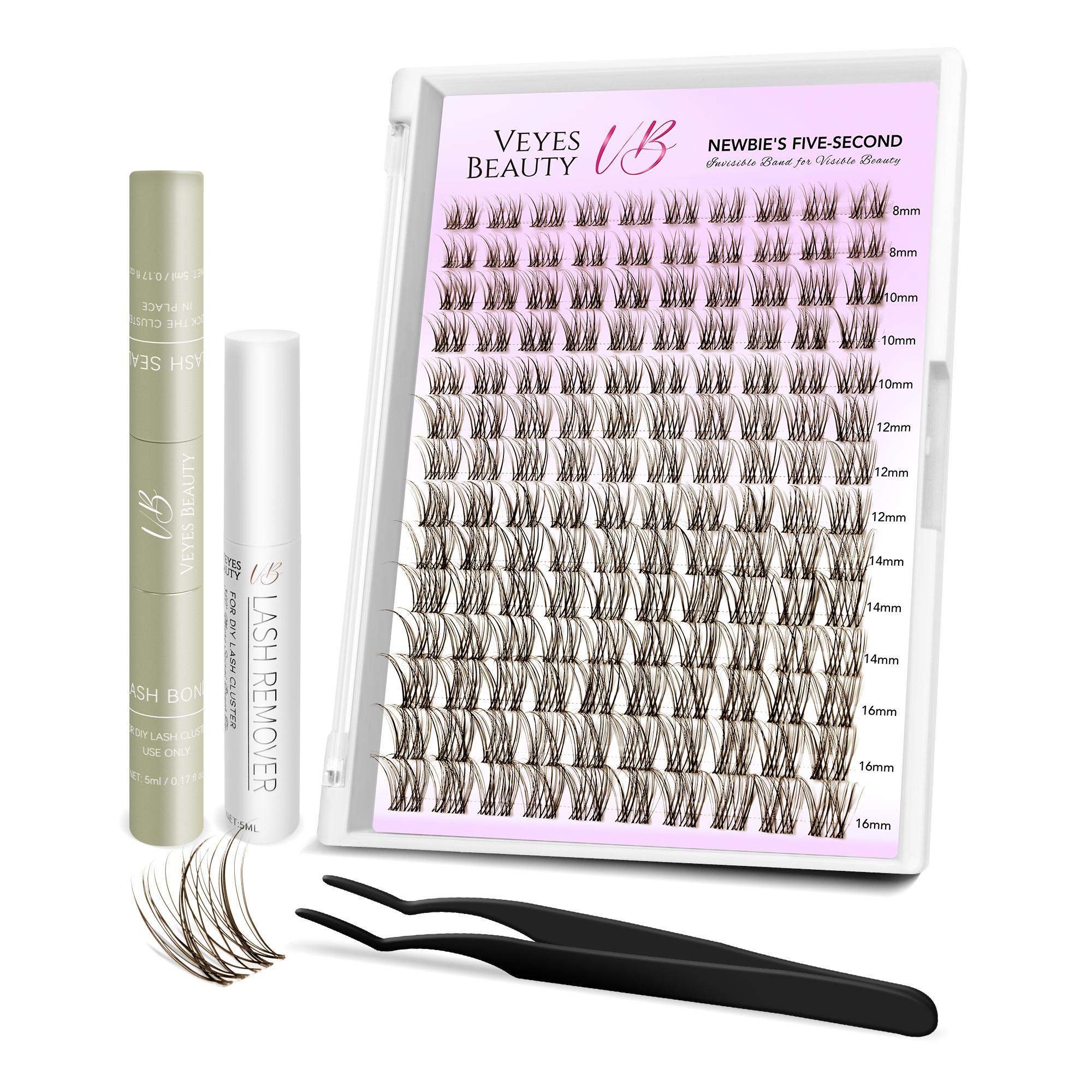 Veyesbeauty Aliva Ciorchini de Gene aspect natural luminos, rafinat fără efort, de Lungă Durată & Reutilizabili 140 Ciorchini 8-18mm Lash Kit maro