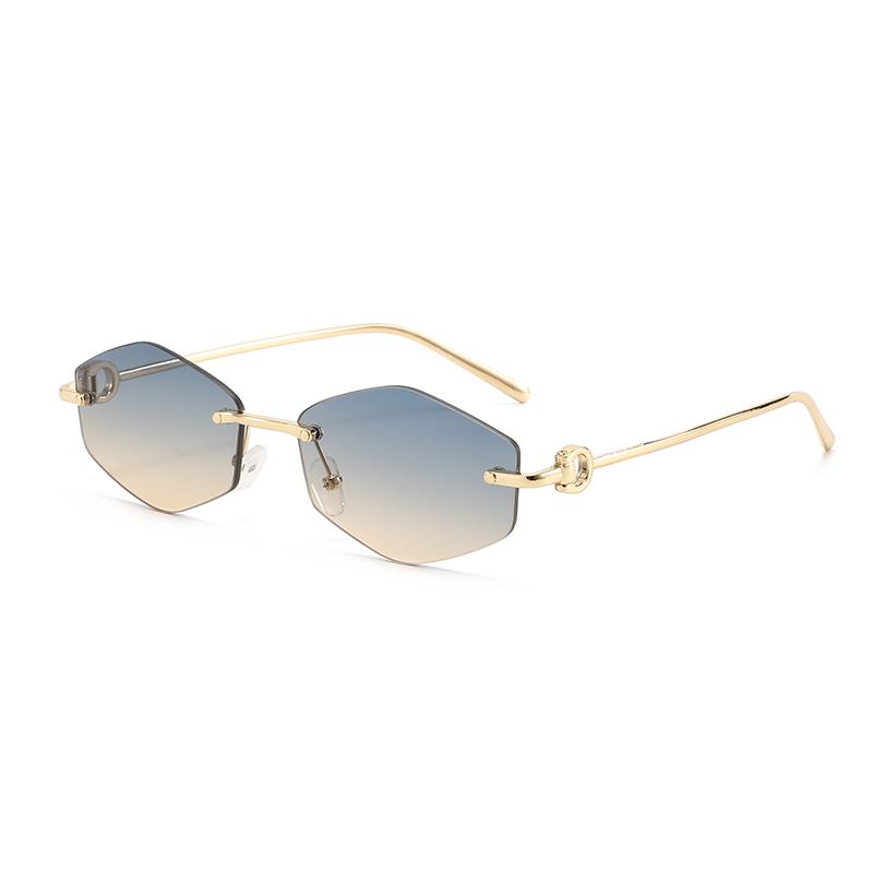 New Retro Metal Frameless High-end Sunglasses for Men and Women Fashion Trendy Outdoor Sunscreen Sunshade Glasses