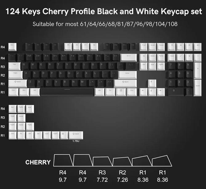 XVX "Minimalist Black" Keyboard Keycaps: Japanese, Korean, and Russian Engraved Opaque Black/White PBT.