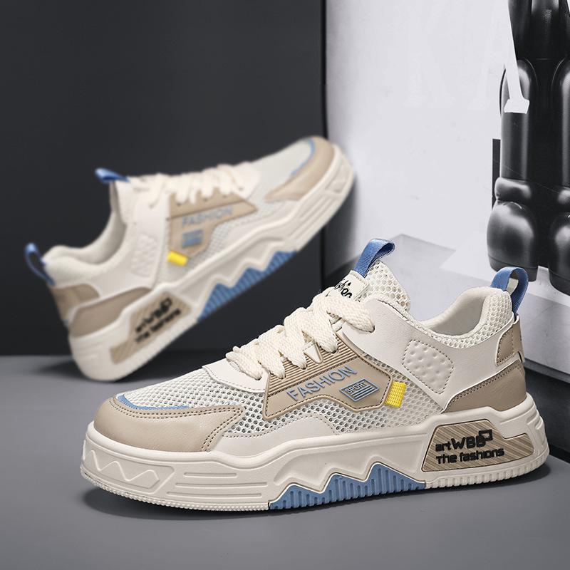 

Летние мужские кроссовки из дышащей сетки 2024 года — модная, молодежная, универсальная белая спортивная обувь 43