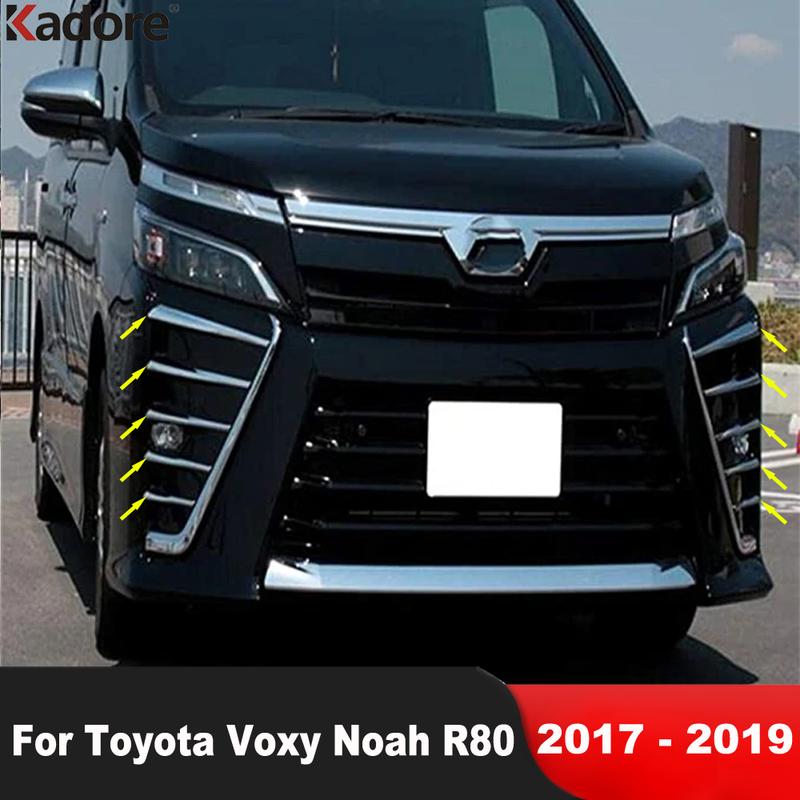 Front Fog Light Lamp Cover Trim For Toyota Voxy Noah R80 2017 2018  Chrome Car Head Foglight Foglamp Strip Accessories