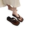 Square Head French Toe Outer Wear Wedge Heel Slippers 2025 Summer New Fashion Casual Temperament Seaside Flip-flops Women