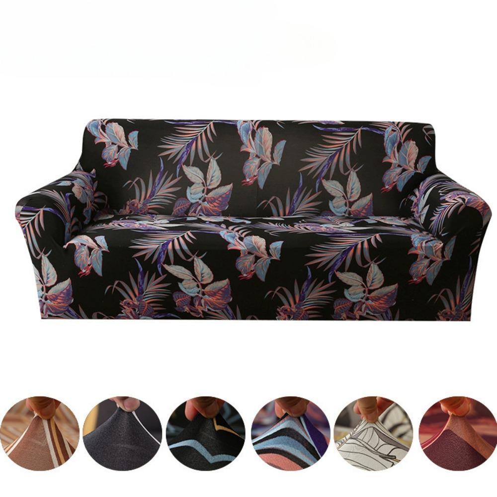 Print Sofa Cover Milk Silk Stretchable Full Coverage Slipcover for 3 Seater Couch