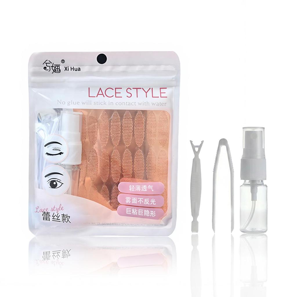 Gevlonecirly Double Eyelid Tape, Lace Type, Natural Finish, Discreet, Matte, Double Eyelid Forming, Mesh, Eye Makeup Tool, Beginner-Friendly, 480