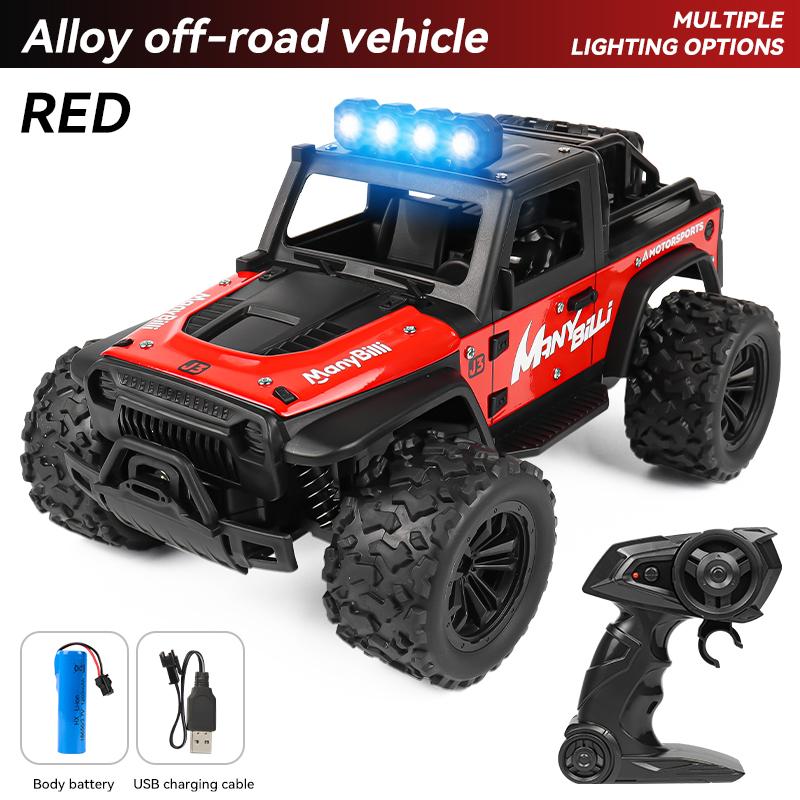 1:16 High Speed Off-Road Alloy RC Cars Police Truck Jeep with Music Sound and LED Lights 2.4G Remote Control Cars Outdoor Toy