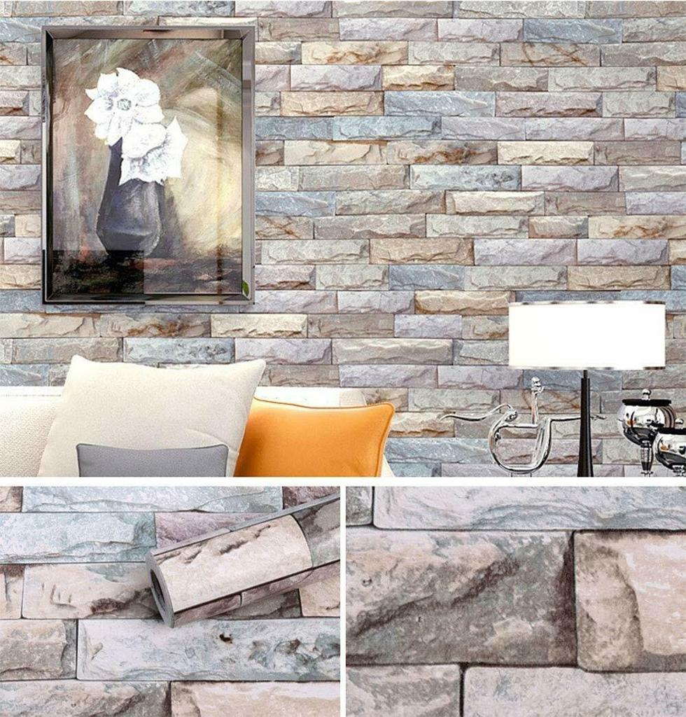 HaoHome Bright Brick Self Adhesive Wallpaper Peel and Stick Contact Paper Decor Vinyl Wallcoverings For Living Room