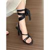 2025 Spring and Autumn New Fashion Versatile Fairy Style Straps Internet Celebrity Open-toed High-heeled Sandals Women's High Heels Outside