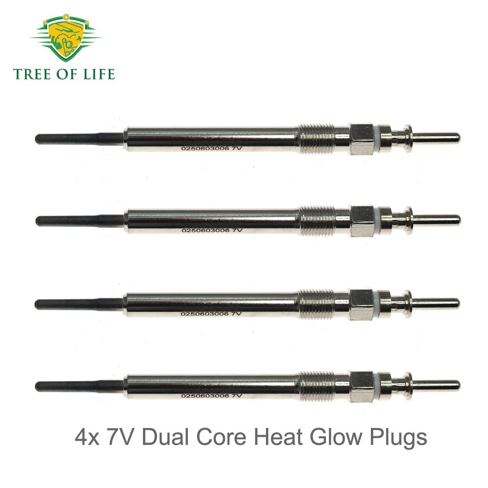 4x 7V Dual Core Glow Plugs For X1 F48 X3 E83 F25 X4 F26 X5 F15 xDrive sDrive 18d 20d 25d 0250603006 12230035934 12237803368