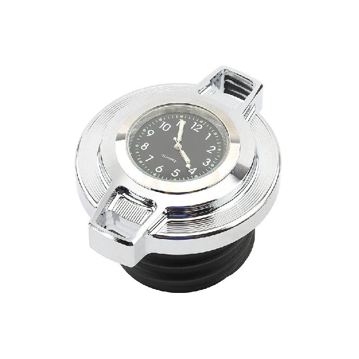 Motorcycle Fuel Tank Cap Oil Gas Caps With Clock For Harley Sportster 883 1200 Touring Road King Dyna Softail Fatboy 1996-2023 Chrome-black