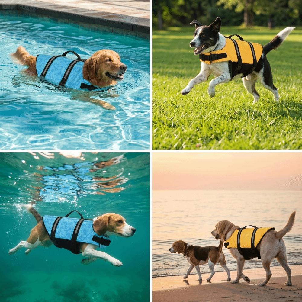 Impugnatura Portatile Giubbotto di Salvataggio per Cani Fibbia a Rilascio Rapido Costume da Bagno per Cani Salvagente per Animali Domestici Nautica