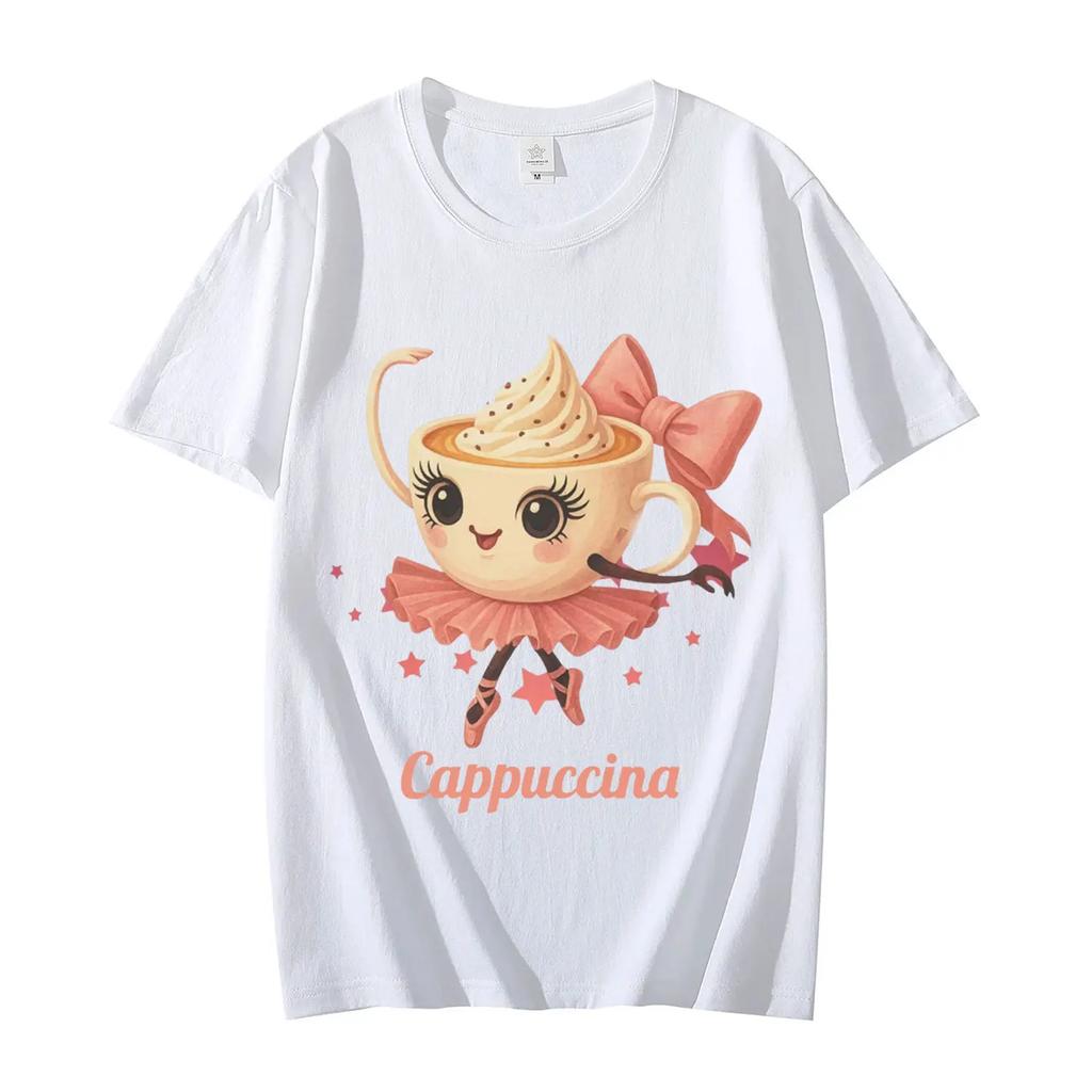Ballerina Cappuccino T-Shirt Funny Italian Brainrot Meme T Shirt Women Clothing Fashion Y2k Aesthetic Short Sleeve T-Shirts