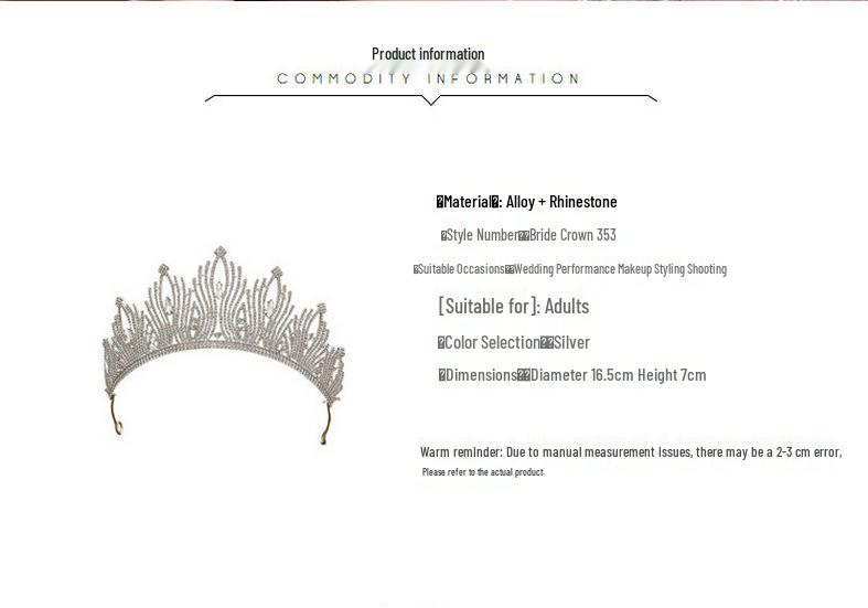 2024 Crystal Rhinestone Bride Crown Headdress: Wedding & Birthday Hair Accessories