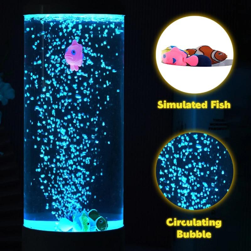 Touch Control LED Fish Bubble Lamp Multi Color Changing Simulated Aquarium Night Light USB Powered Home Desk Bedroom Decor