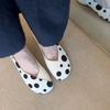 Spring Summer Leather Sweet Style Yellow Polka Dot Shallow Single Shoes for Women, Niche Versatile Shoes, Slip-on Small C