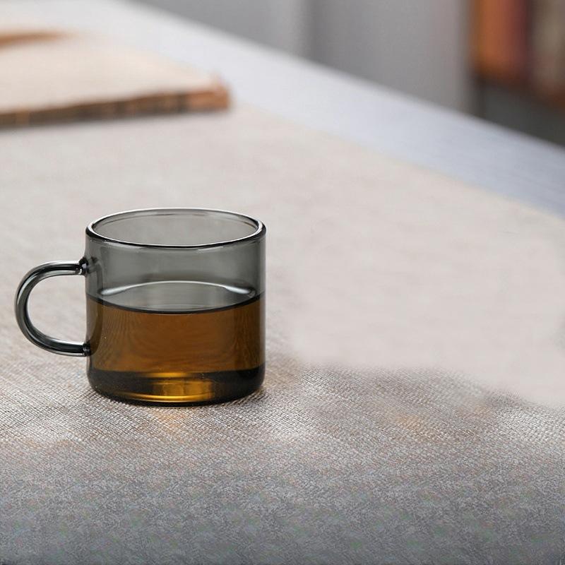 

Простая чашка для чая Кунг-фу из боросиликатного стекла с высокой термостойкостью и ручкой, чашка для чая, дымчато-серая, чайный сервиз, чашка для чая