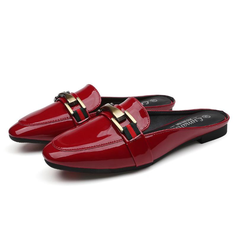 New large size women's shoes slippers women's summer without heel lazy bag head sandals women's half slippers beach shoes