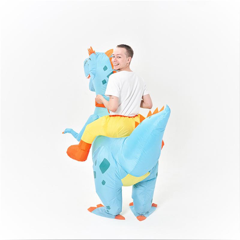 Halloween Dinosaur Raptors Inflatable Doll Costume, Party Stage Performance Clothes Half-length Cycling Suit