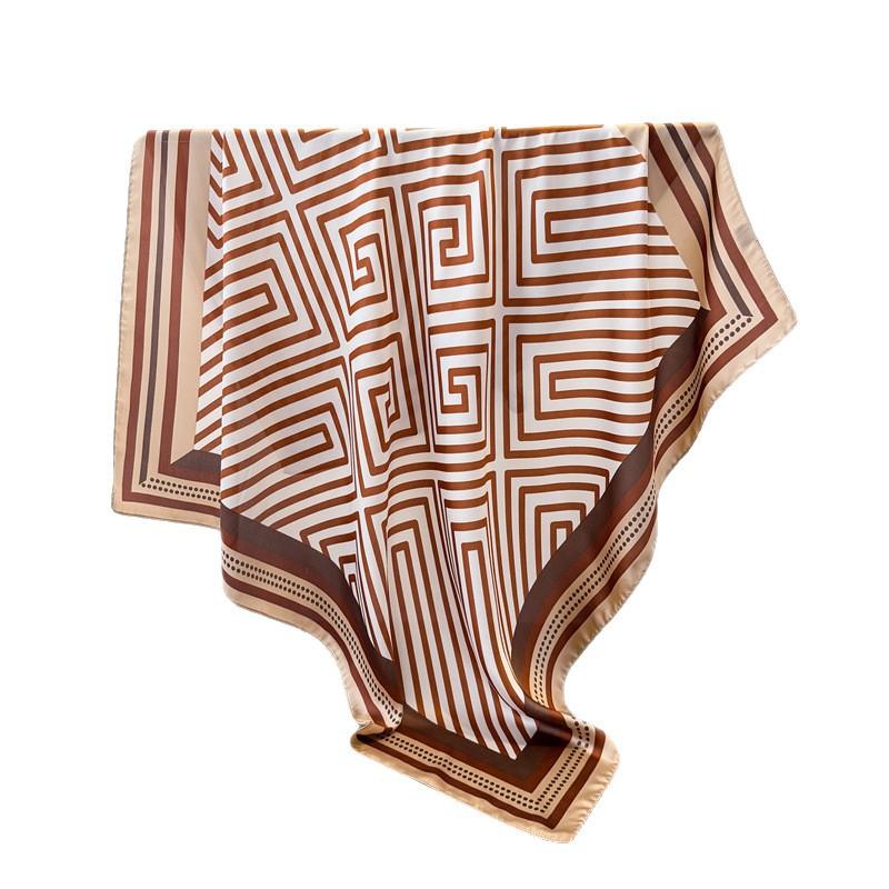 Simple Geometric Striped Satin Imitation Silk Printing Large Square Scarf Silk Scarf Shawl Headscarf Neck Protection Scarf Decorative Scarf