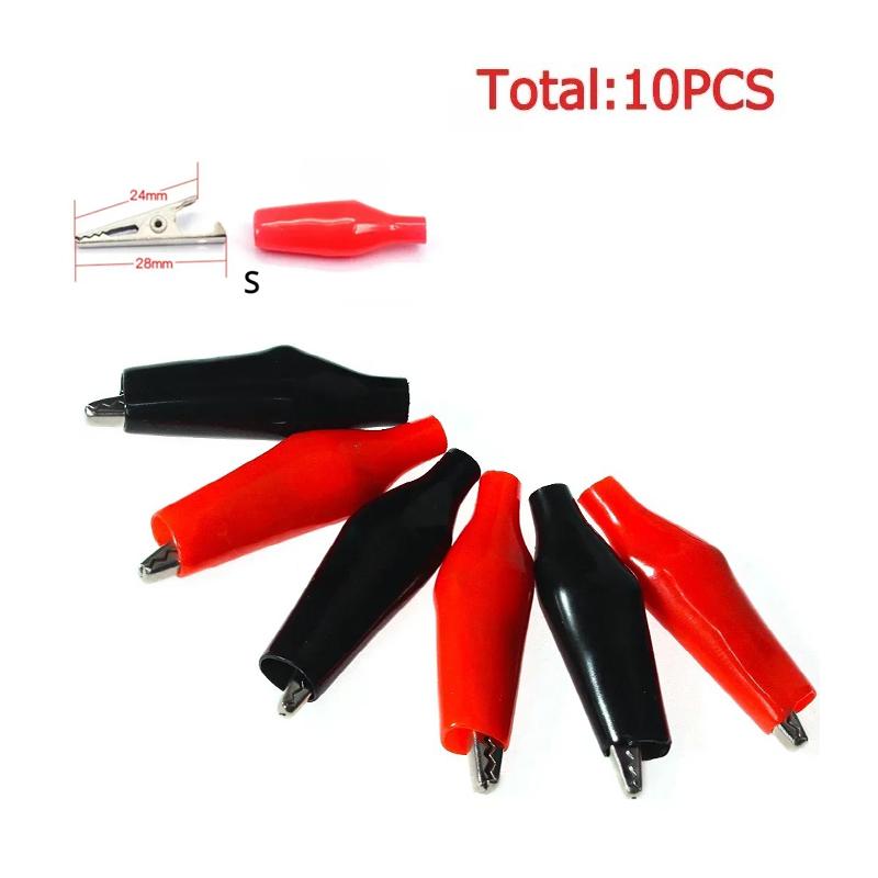 10PCS Alligator Clips Insulation Metal Crocodile Clip 24*28mm 28*35mm 35*45mm DIY Kit Electric Test Clip Red and Black 5pcs Each