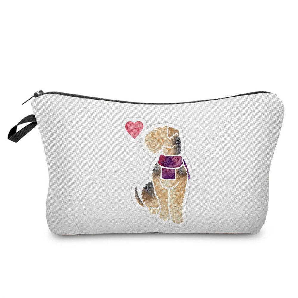 Women Dog Print Cosmetic Bag Toiletries Organize Travel Storage Case  6402