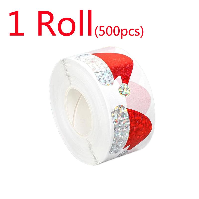 

500pcs Laser Christmas Red Santa Claus Hat Sticker Flashing Christmas Hat Sticker Waterproof Xmas Sticker Envelope Journal Decor 3cm