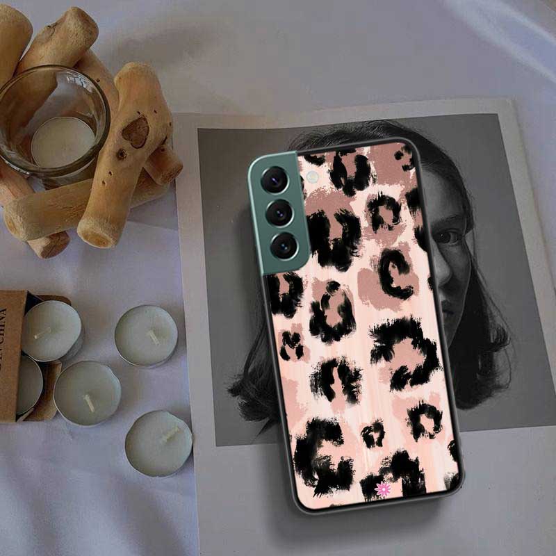 Leopard Print Pink Phone Case For Samsung Galaxy S22 S25 Ultra S21 S10 Plus S26 Edge S20 S23 S24 FE Cover Silicone Soft TPU