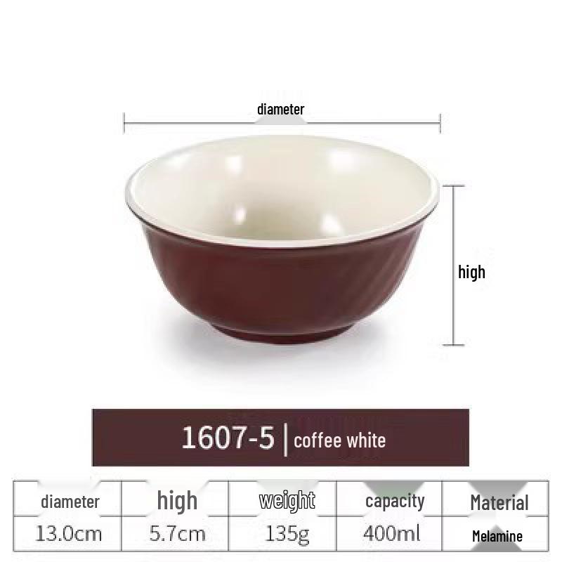 Melamine White Noodle Bowl, Imitation Porcelain, Large Plastic Soup/Rice Bowl for Commercial Use.