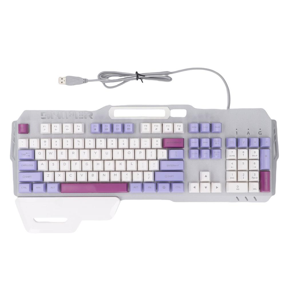 Mechanical Feeling Keyboard 104 Keys Colorful Light Up USB Wired Computer Keyboard with Wrist Rest Spill Resist Triple