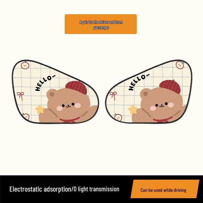 Elektrostatische Auto Zonnescherm - Schattig Beer Ontwerp voor Baby Warmtebescherming & Isolatie
