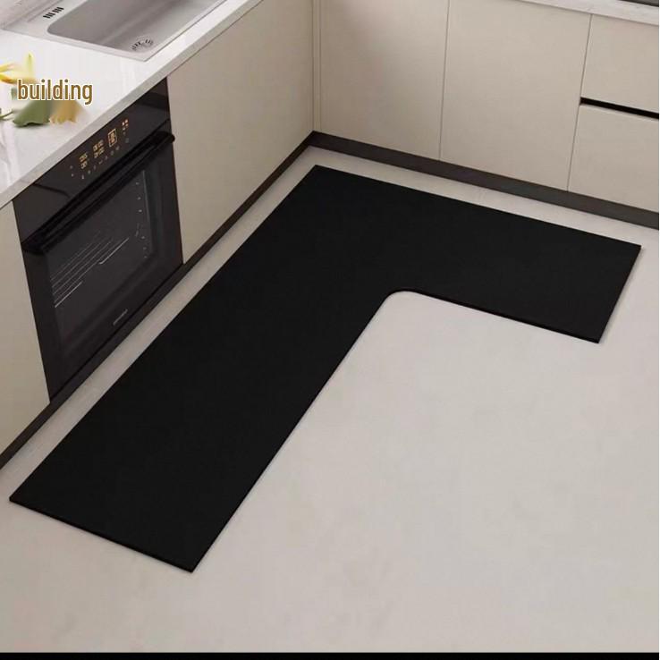 Premium L-shaped Kitchen Mats: Dirt-resistant, Easy-care, Absorbent, Quick-drying Diatom Mud for Household Use.