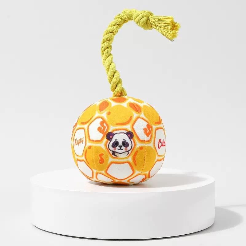 

Rope Ball Dog Chew Toy Plush Squeaky Pet Toy for Small Medium Dogs Interactive Molar Cleaning Teeth Toy жёлтый