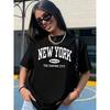 European Size [Stylish Printed T-Shirt] Breathable, Lightweight Ladies' NEW YORK BROOKLYN THE EMPIRE CITY Printed T-Shirt
