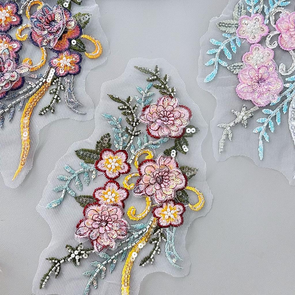 Retro Sequined Bead Embroidery Cloth Sticker Three-Dimensional Flower Decoration Sweater Shirt Cheongsam Jewelry Accessories Clothing Accessories