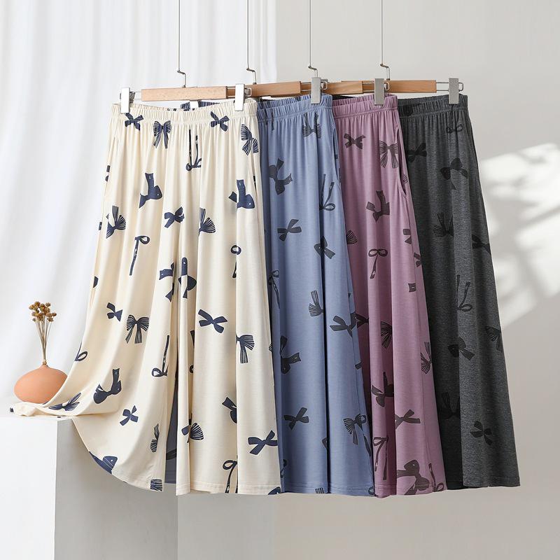 Modal Women's Printed Slimming Loose Fit Plus Size Casual Pants for Spring and Summer