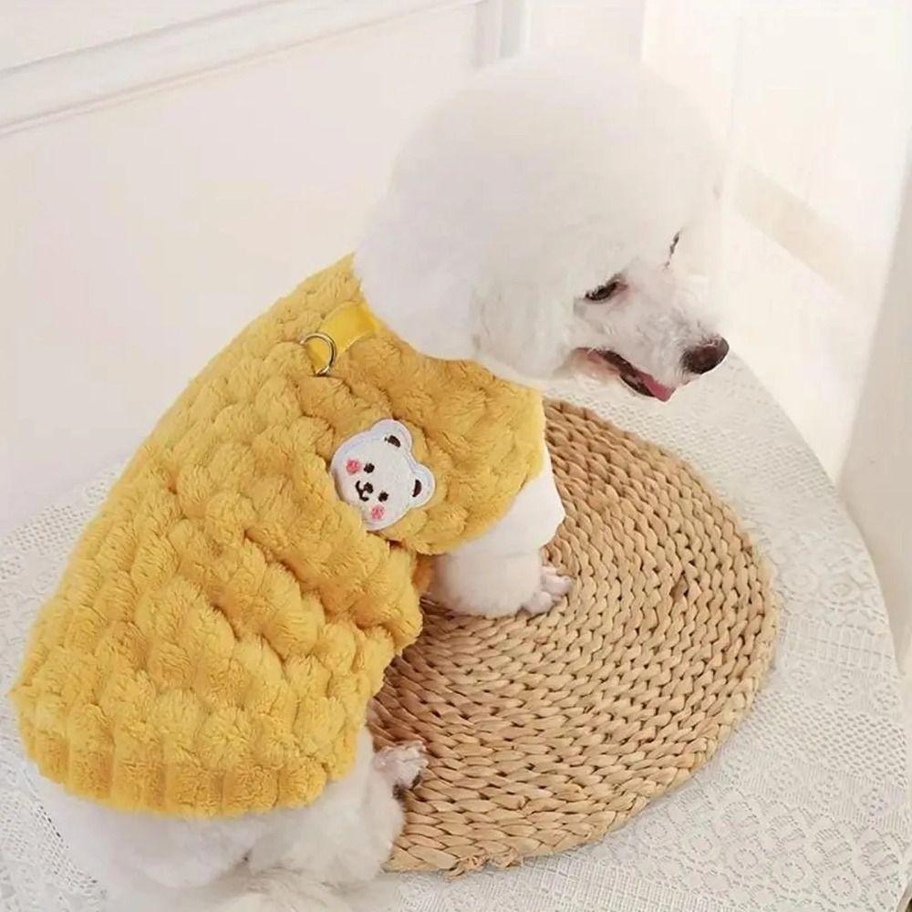 New Warm Winter Cat Clothes Cartoon Bear Cold Protection Cat Vest Fleece Pet Apparel for Small Dogs Puppies Kitten