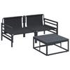 Garden Sofa Set with Cushions 3 Pcs Black Steel