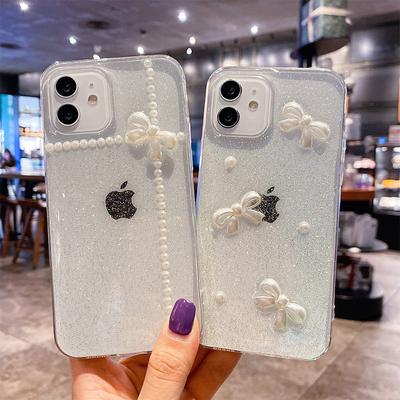 Ins Glitter Mobile Phone Case for Apple 17 Promax Bow Pearl for IPhone 16 Glue Light Luxury Women’s Model
