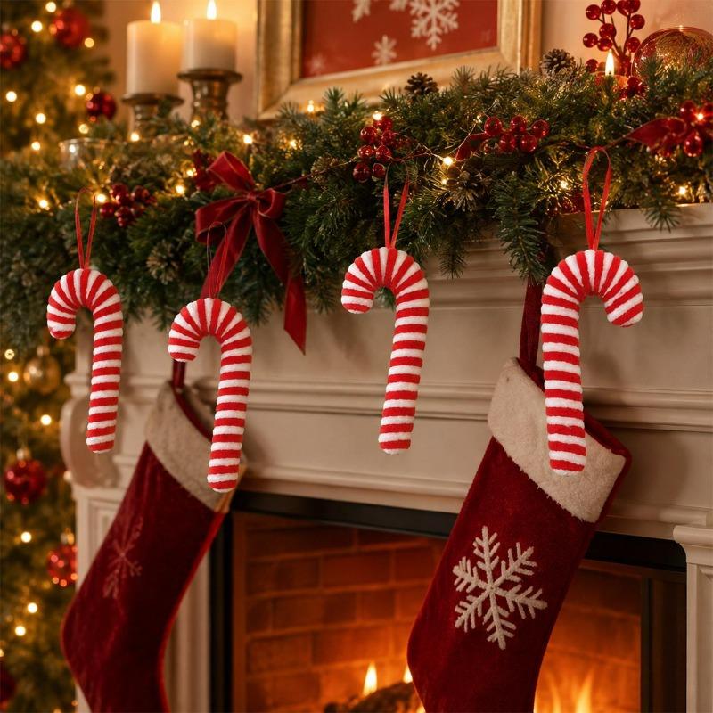 1/6x Red White Foam Candy Cane Christmas Hanging Ornament Large Tree Decoration Xmas Holiday Party Decor New Years Candy Canes