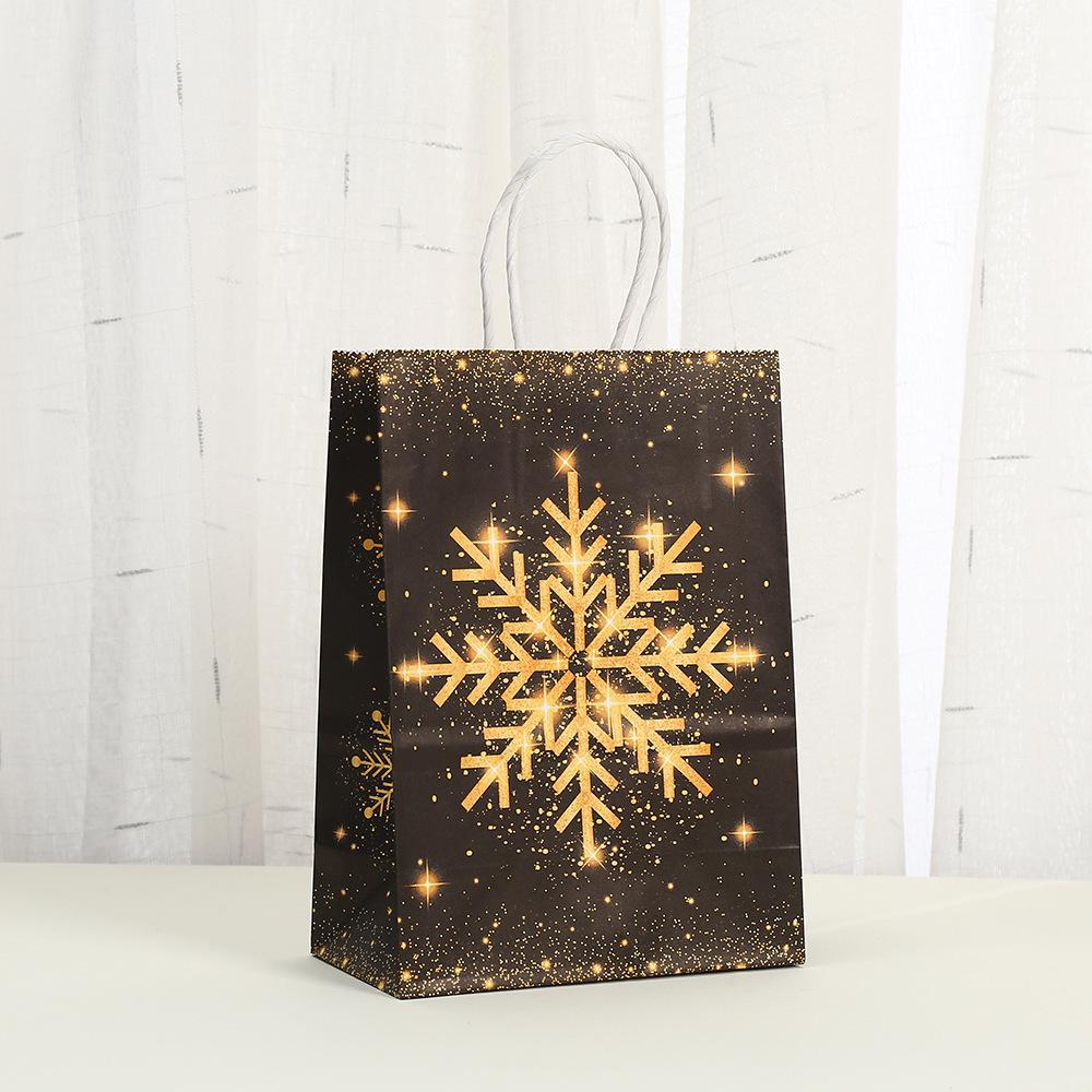 Gift Bag Handle Kraft Bag Christmas Bag Gold For Holiday Event Festive