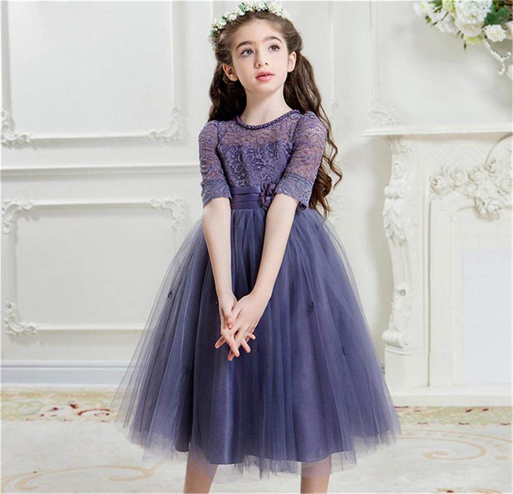 Honey baby Lace Junior Dress for Perfect for Flower Girl Princess Piano Kindergarten Entrance and Special Occasions Children's Dress, Kids' Dress,
