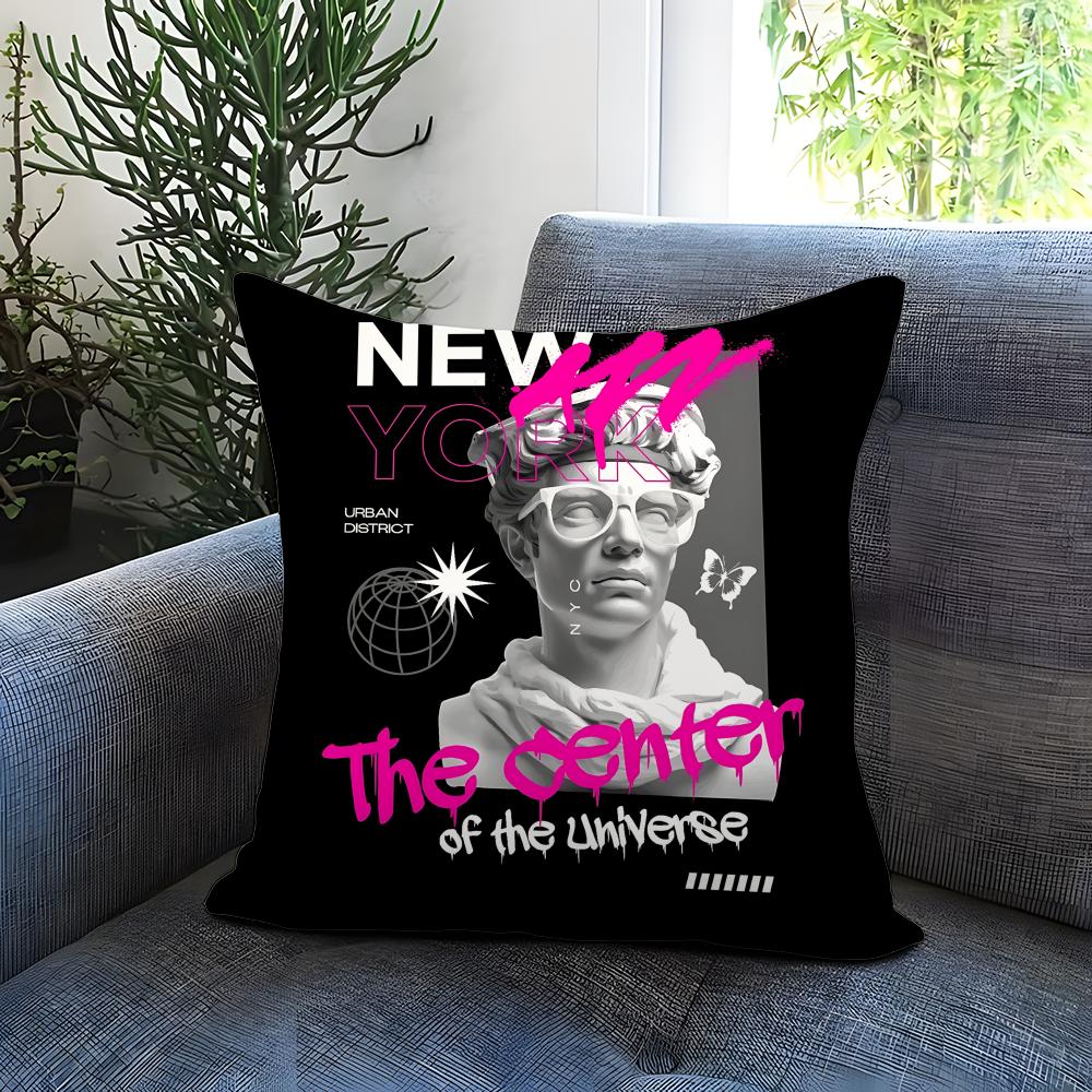 Creative Sculpture Painting Cushion Cover Comfortable Reversible Pillow Cover Ideal for Car Sofa Bedroom  Beyond