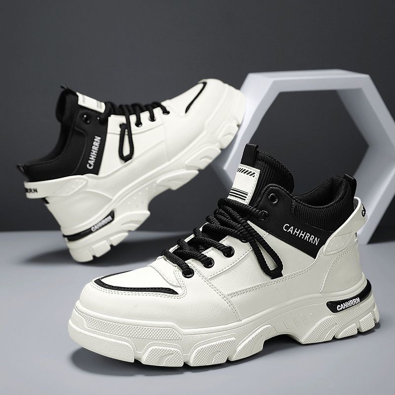2026 Spring Autumn Outdoor Lace Up Men High Top Anti Slip Work Boots Korean New Durable Height Increasing All Match Casual Shoes