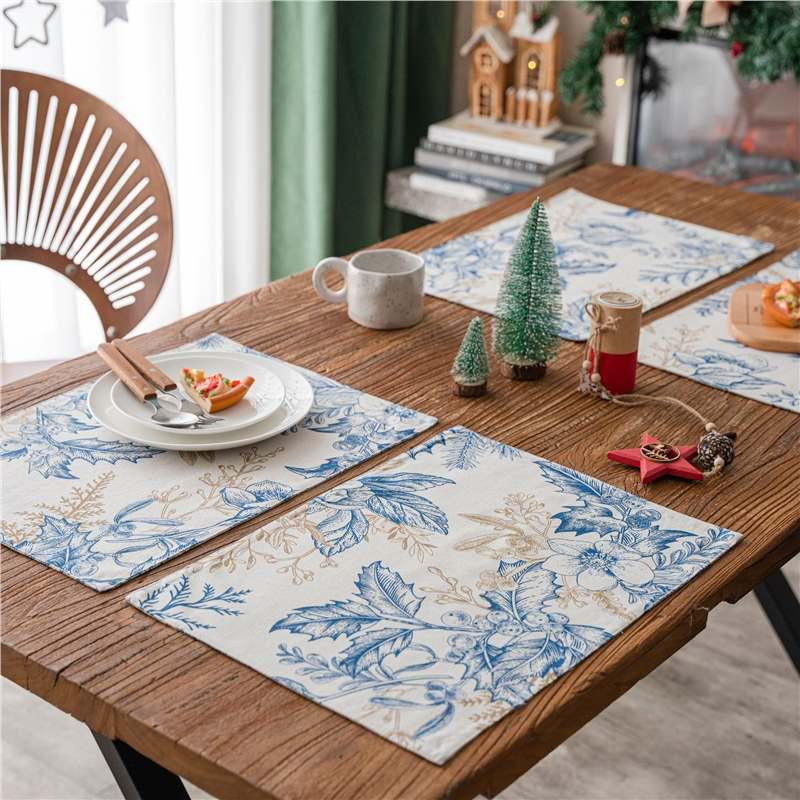 Yiman Qiyun American Style Christmas Double Layer Heat Resistant Placemat Bowl Mat