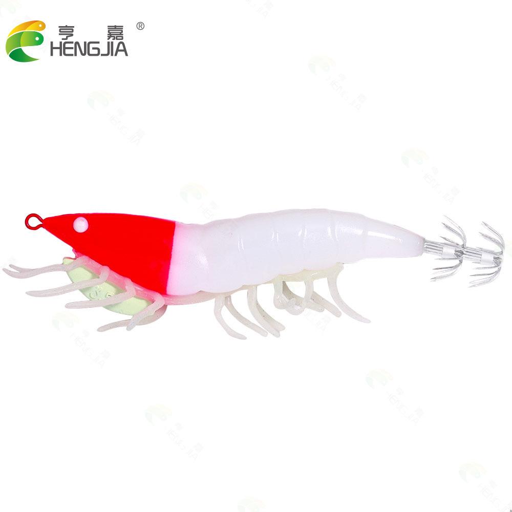 11CM22GLuminous Squid Shrimp Fake Bait Wood Shrimp Lure Bait Bionic Fishing Bait Universal for Freshwater and Saltwater